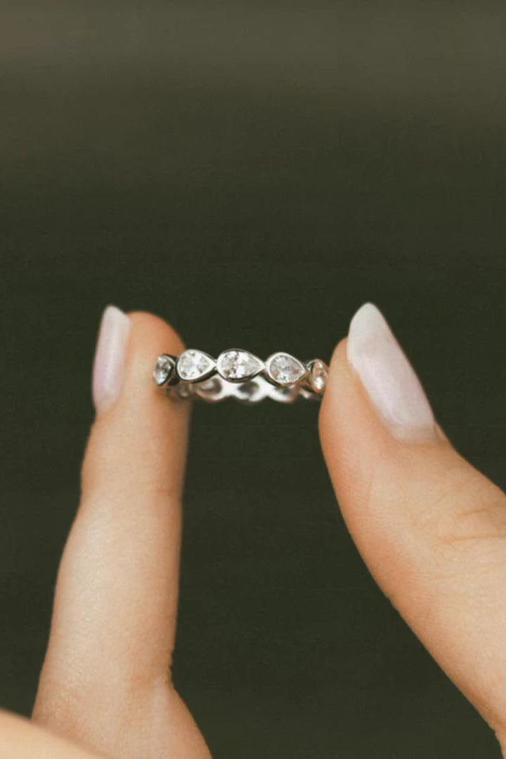 Diamond Band Ring Drop Silver