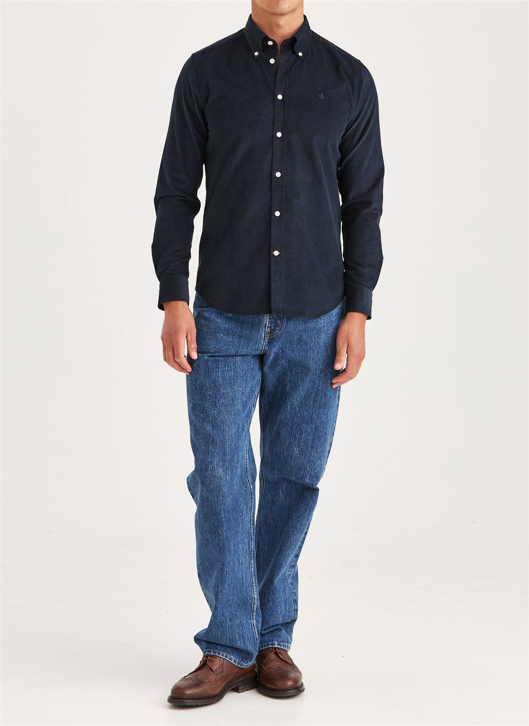 Douglas Slim Fit Cord Shirt Blue