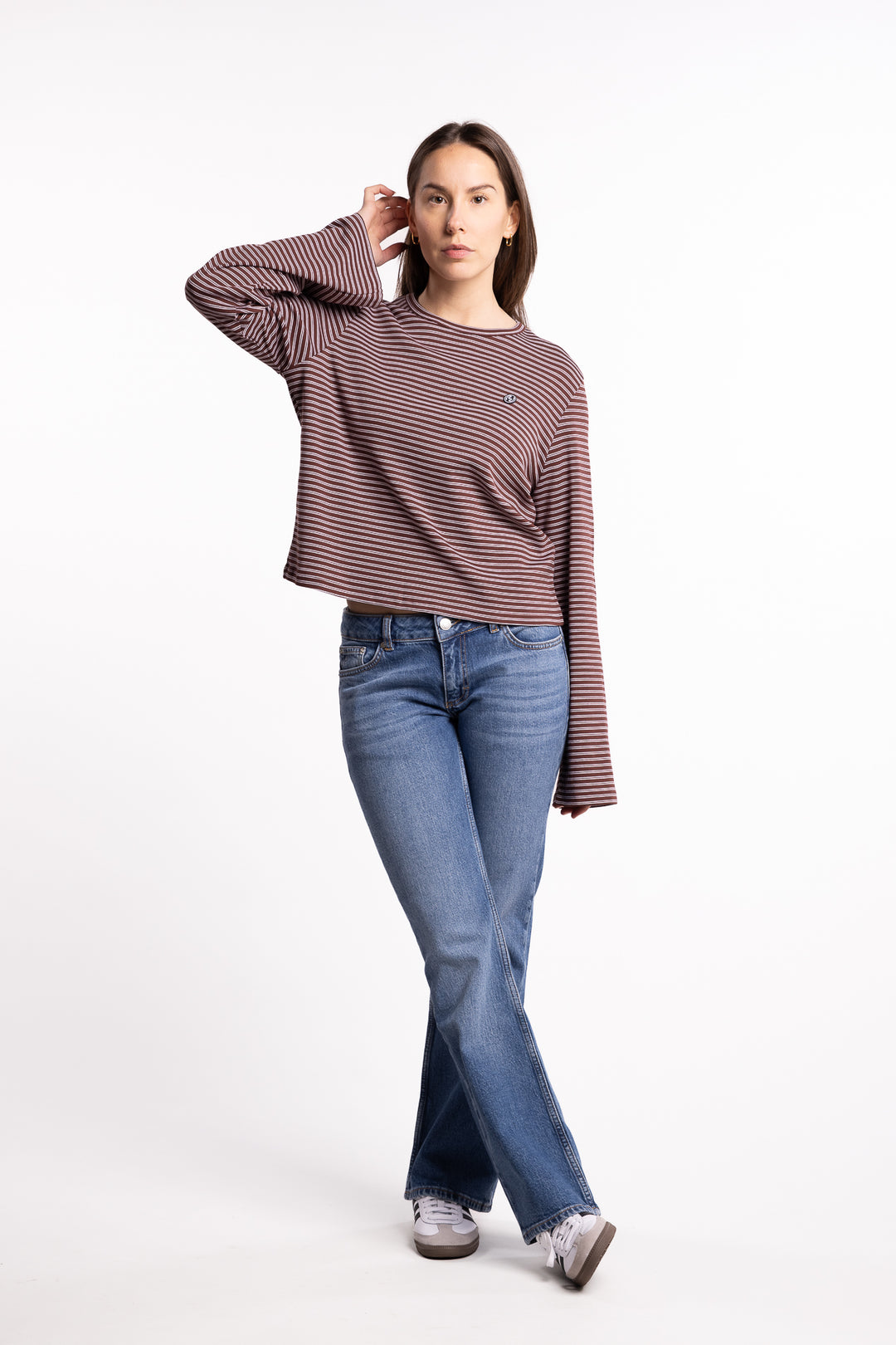 Street Stripe Long-Sleeve- Burgundy Stripe