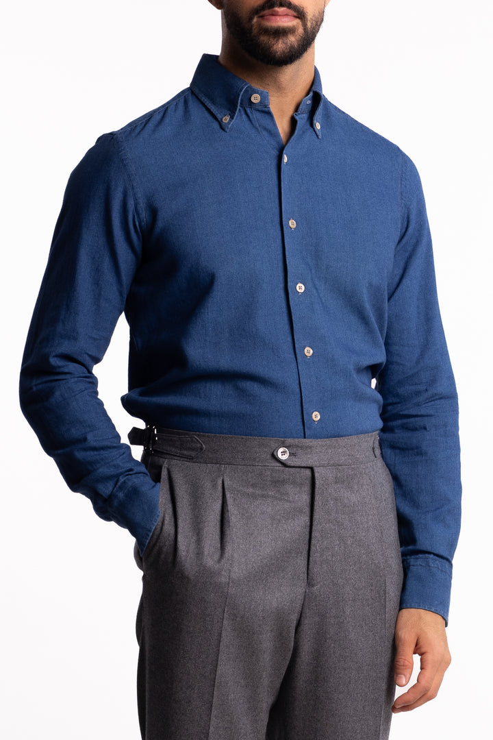 Button Down Flannel Shirt Blue