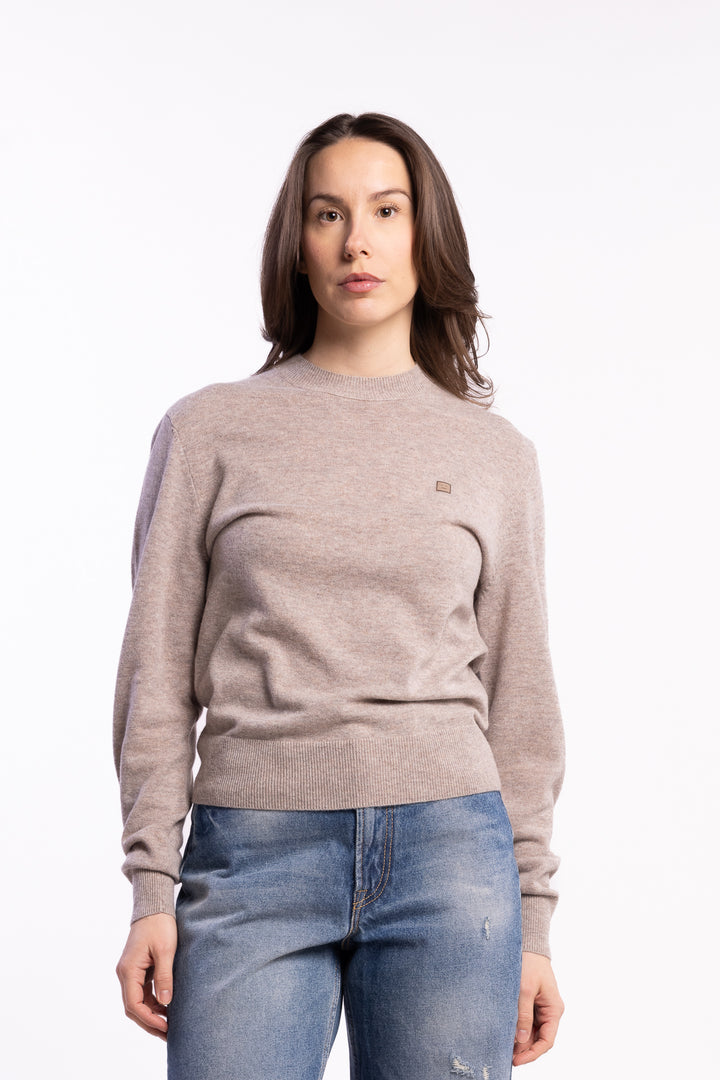 Crewneck Jumper Yak Wool- Greige Melange