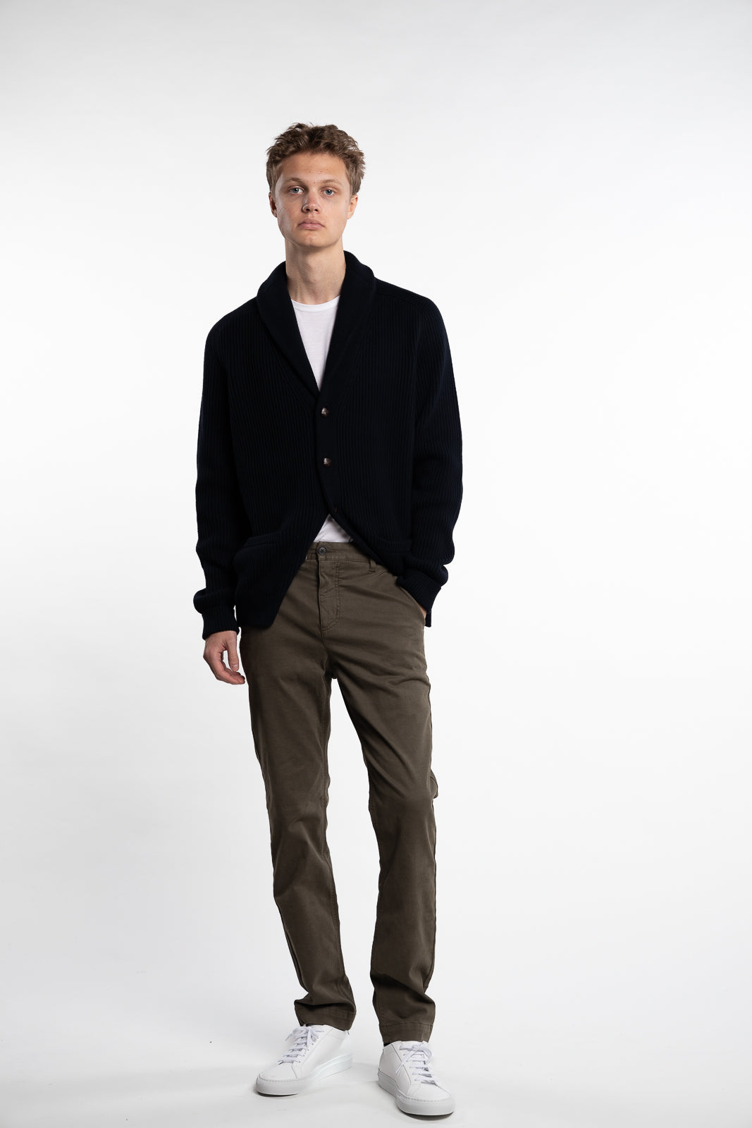 Brayden Wool/Cotton Cardigan Navy