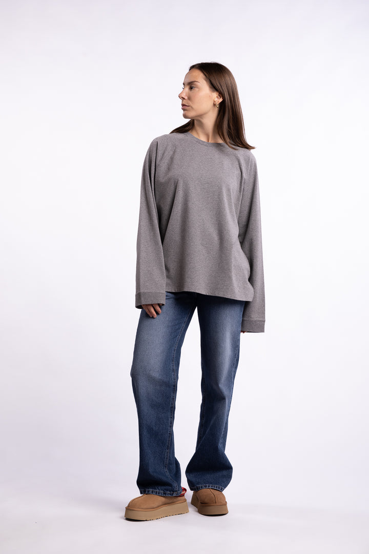 Thelma LS Cotton Tee- Grey Malange