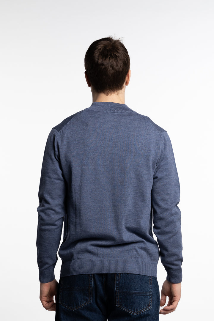 Merino Wool Half Zip Blue