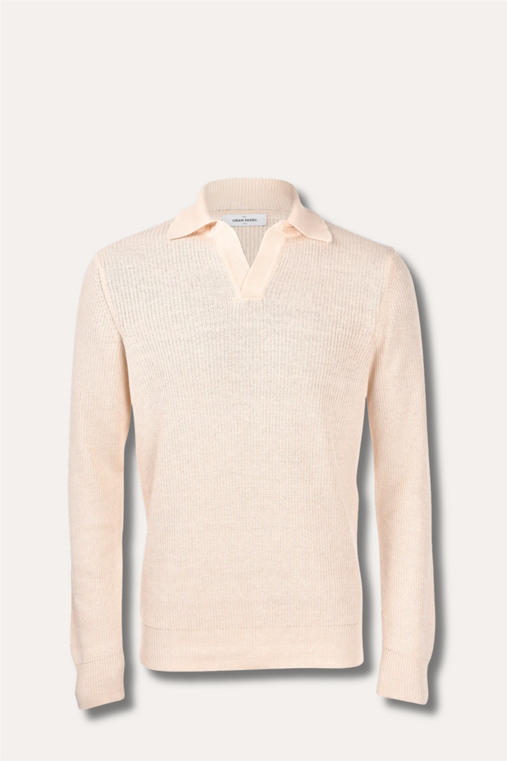 Fisherman´s Rib Knit Skipper Polo Beige