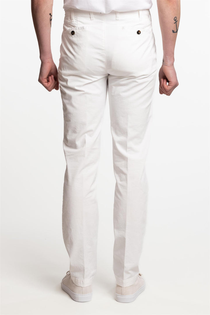 Bari Slim Fit Cotton/Linen Pant White