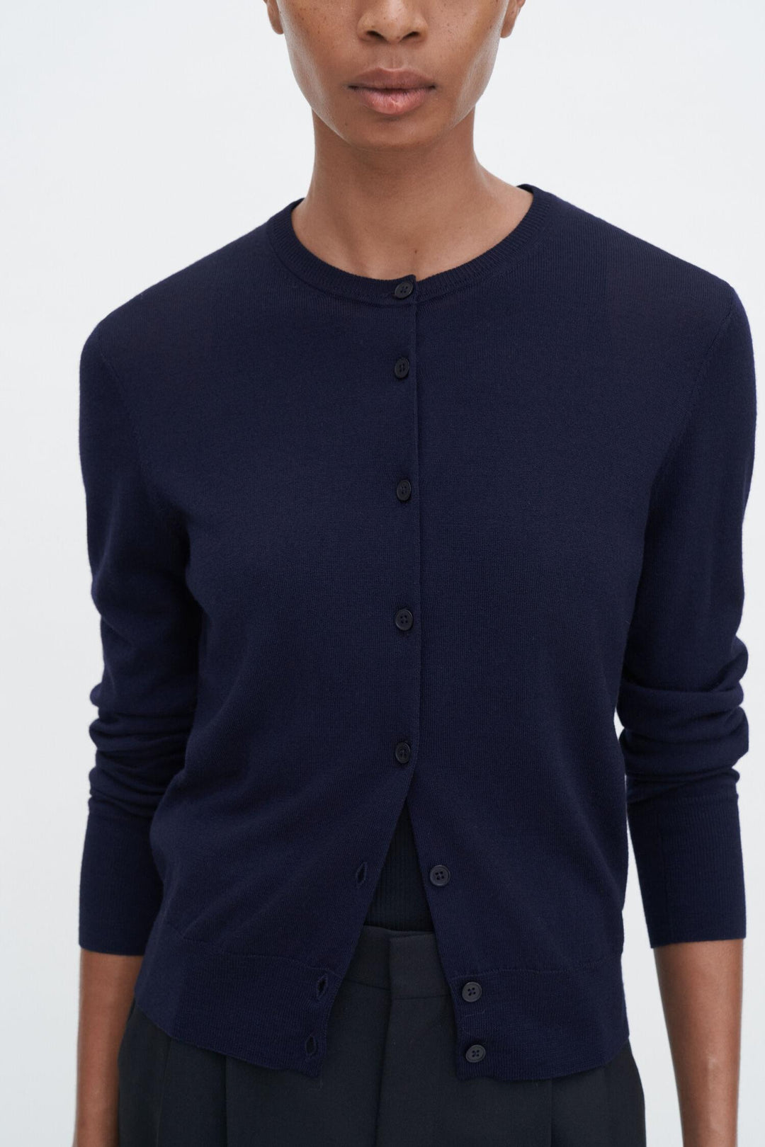 Merino Short Cardigan- Dark Navy