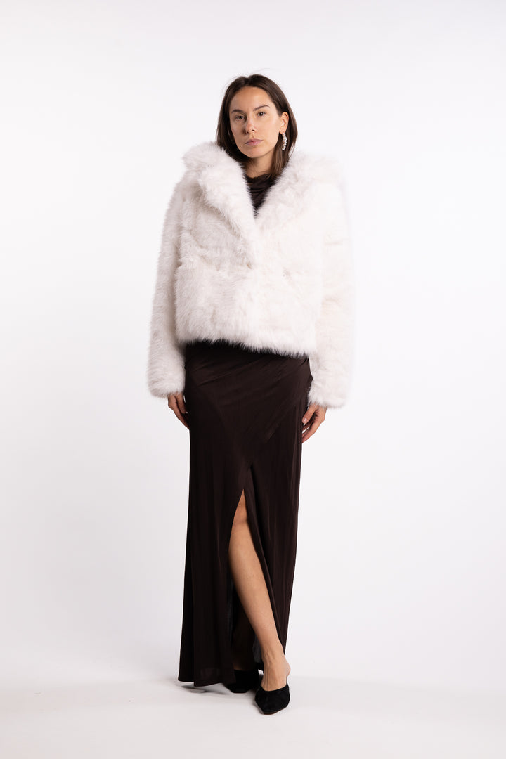Sofia Fake Fur Jacket- White