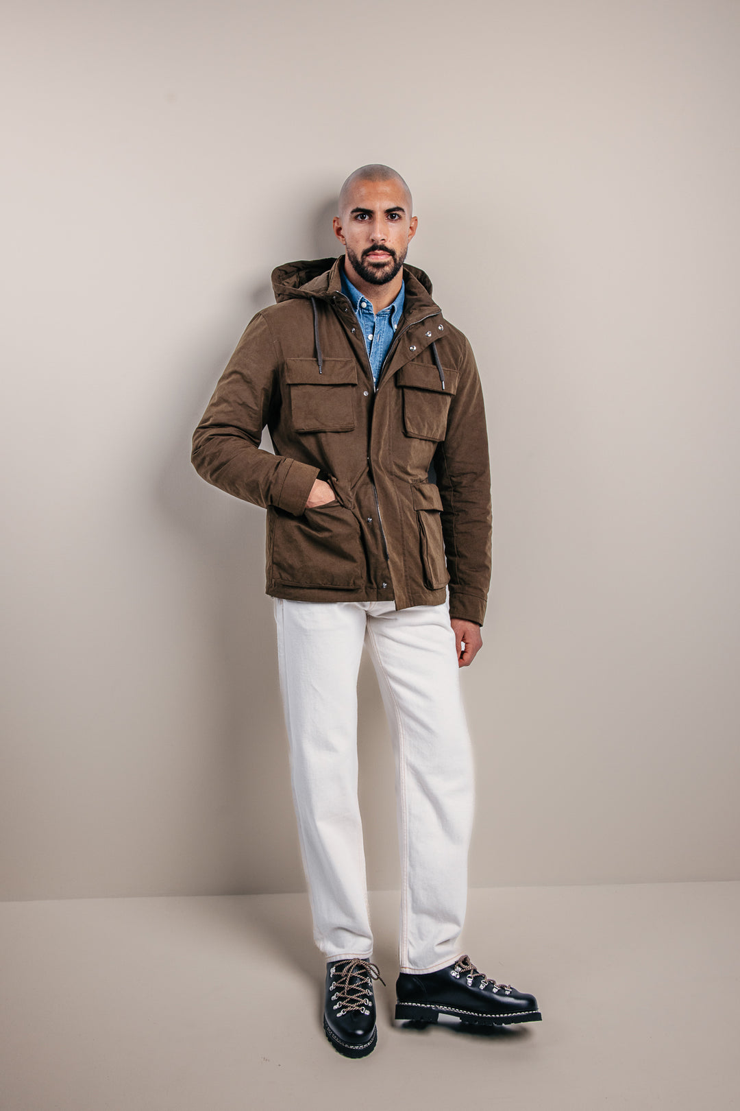 Woven Half Coat Verde Militare