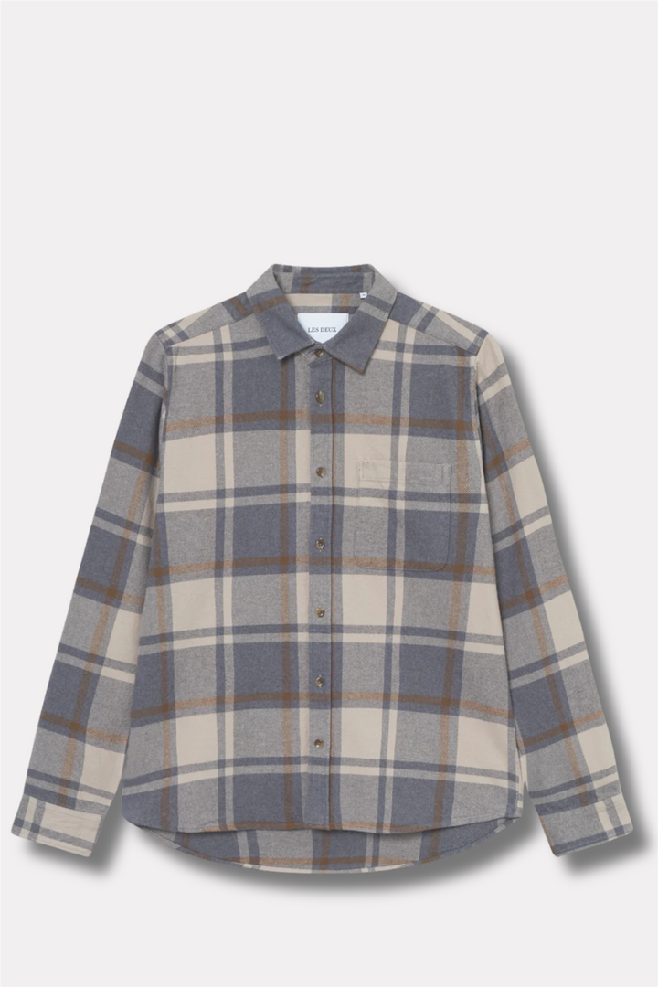 Jeremy Check Flannel Shirt Grey Melange