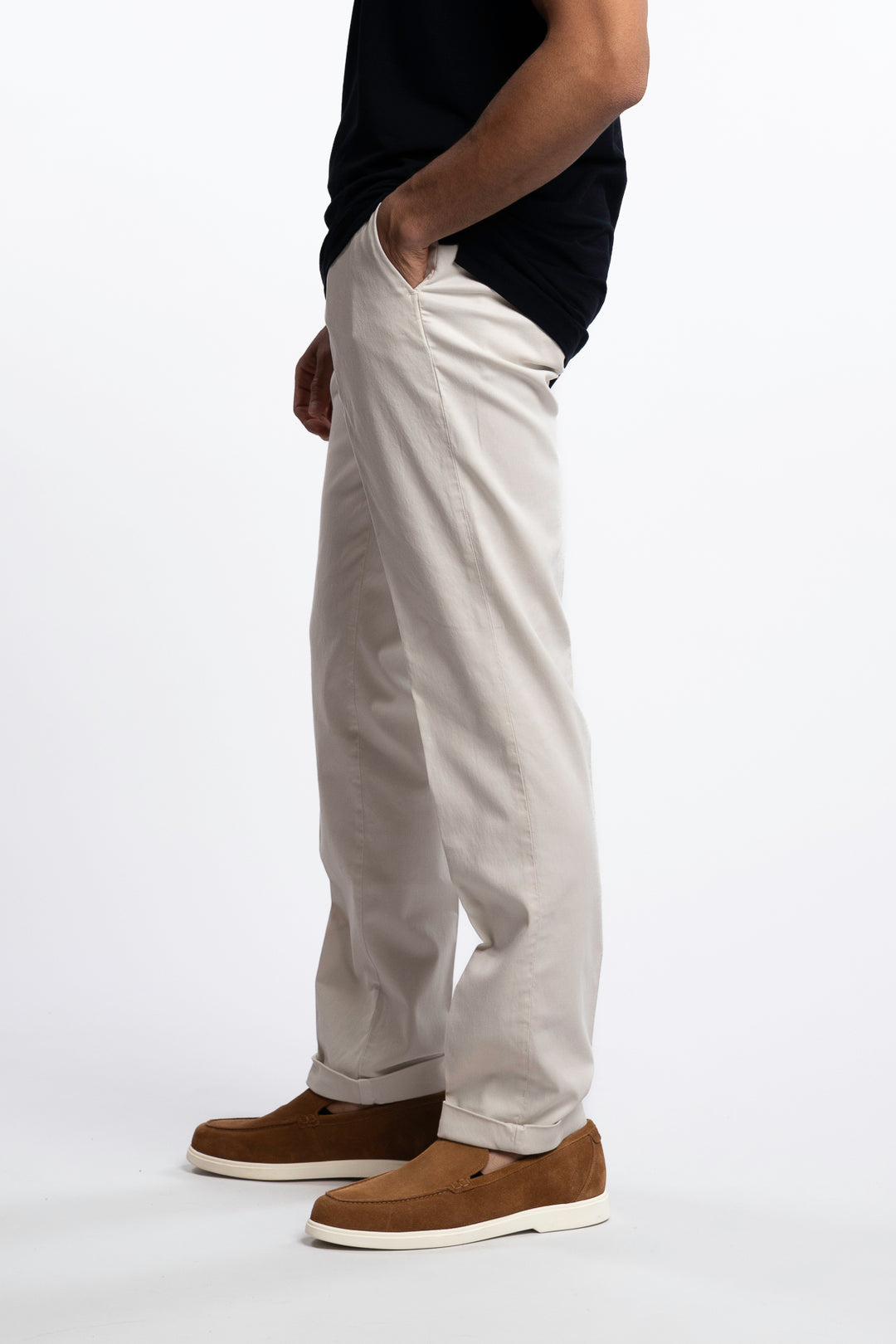Cotton/Silk Chinos Ivory B Settecento - Main Image