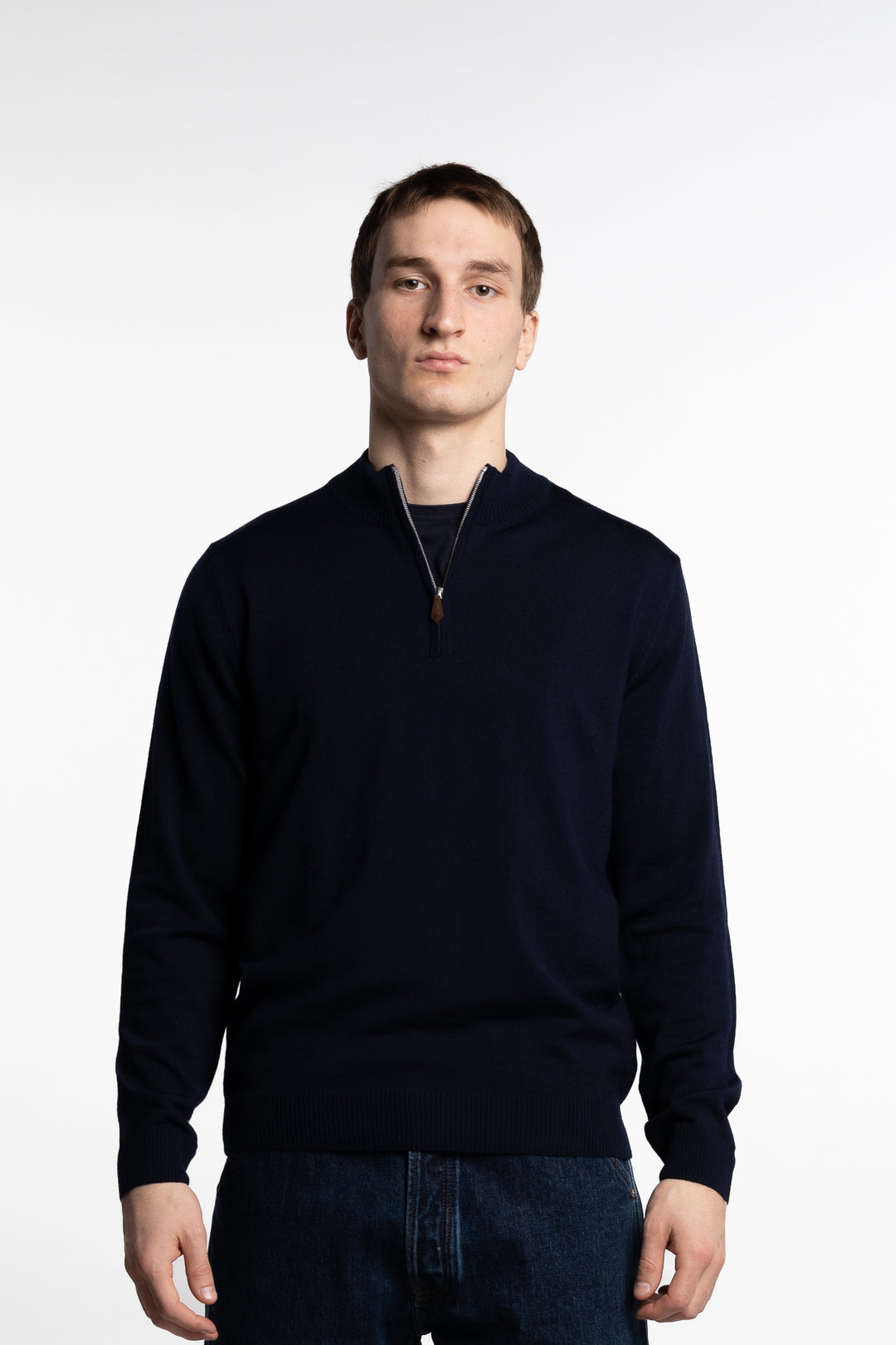 Merino Wool Half Zip Navy