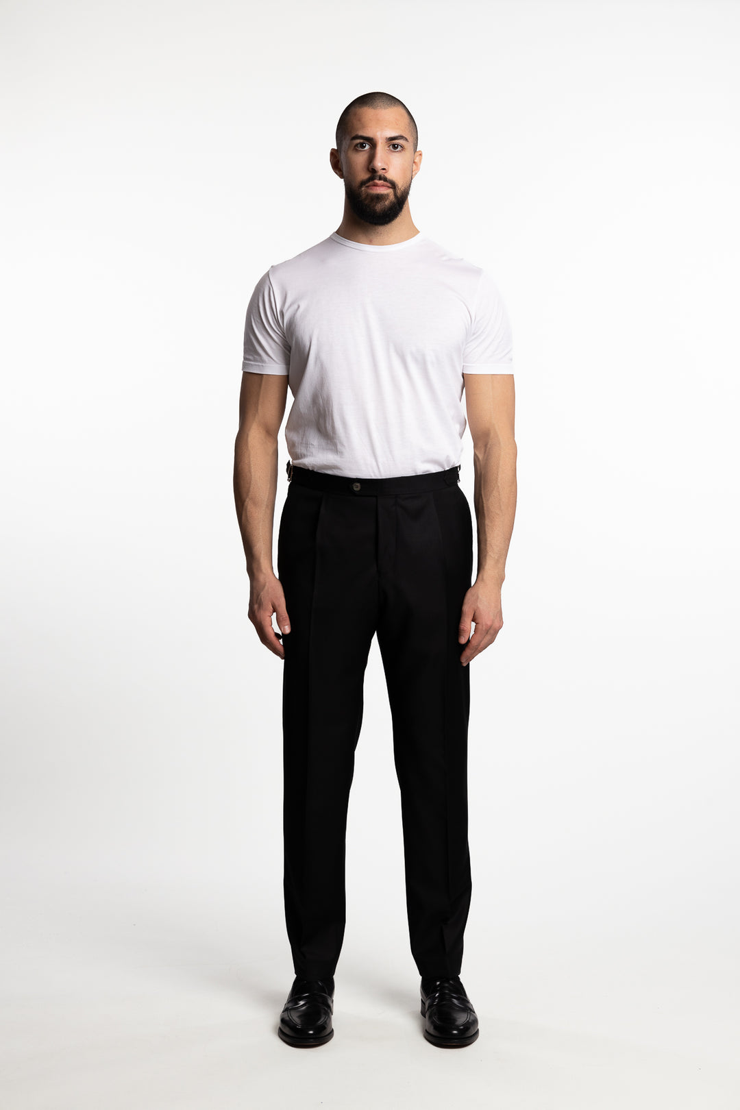 Prato Pleated Wool Trousers Black