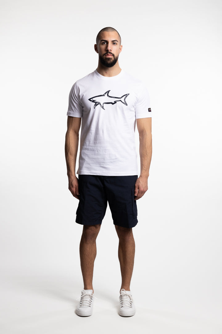 Cotton T-Shirt With Shark Print White