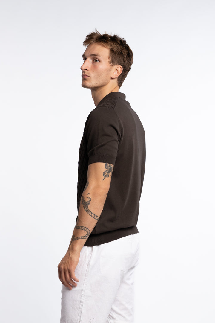 Mirza Cableknit Poloshirt Brown