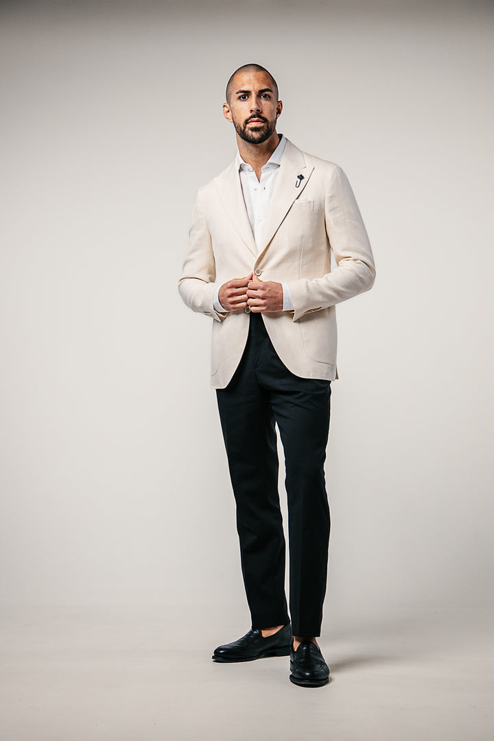 Cotton/Linen Regular Fit Jacket Off White