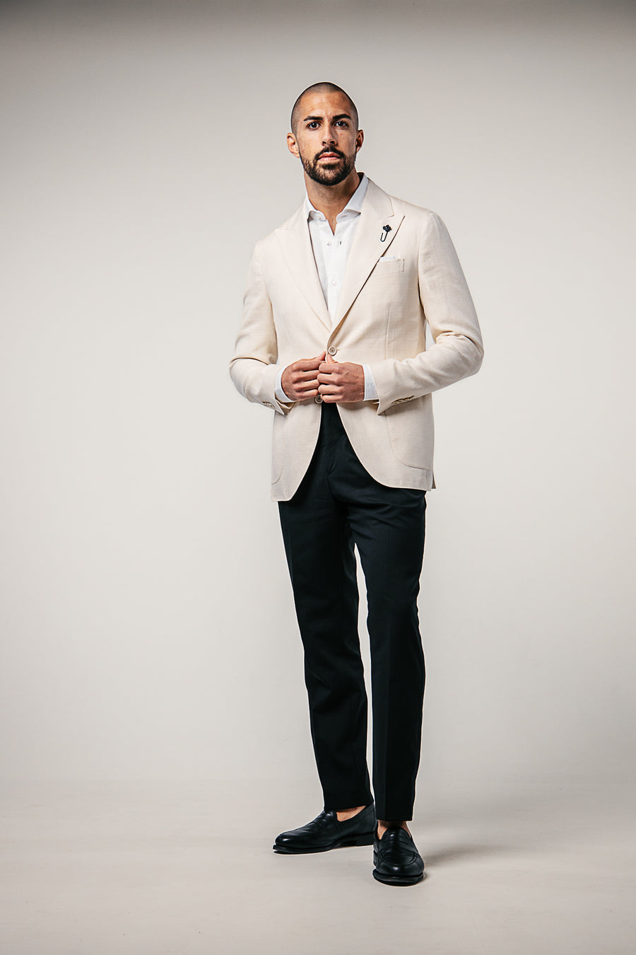 Cotton/Linen Regular Fit Jacket Off White