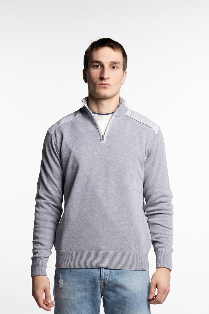 Fresco Cotton Half-Zip Grey