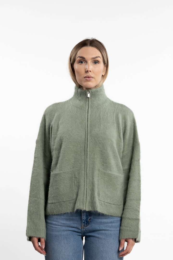 Tine Fluffy Cardigan- Green