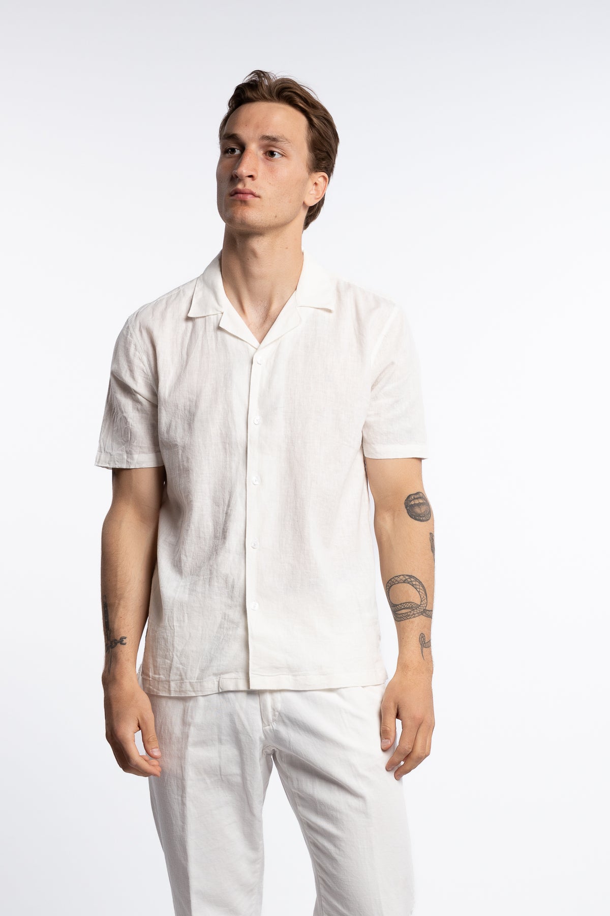 Casual Linen Blend Resort S/S White