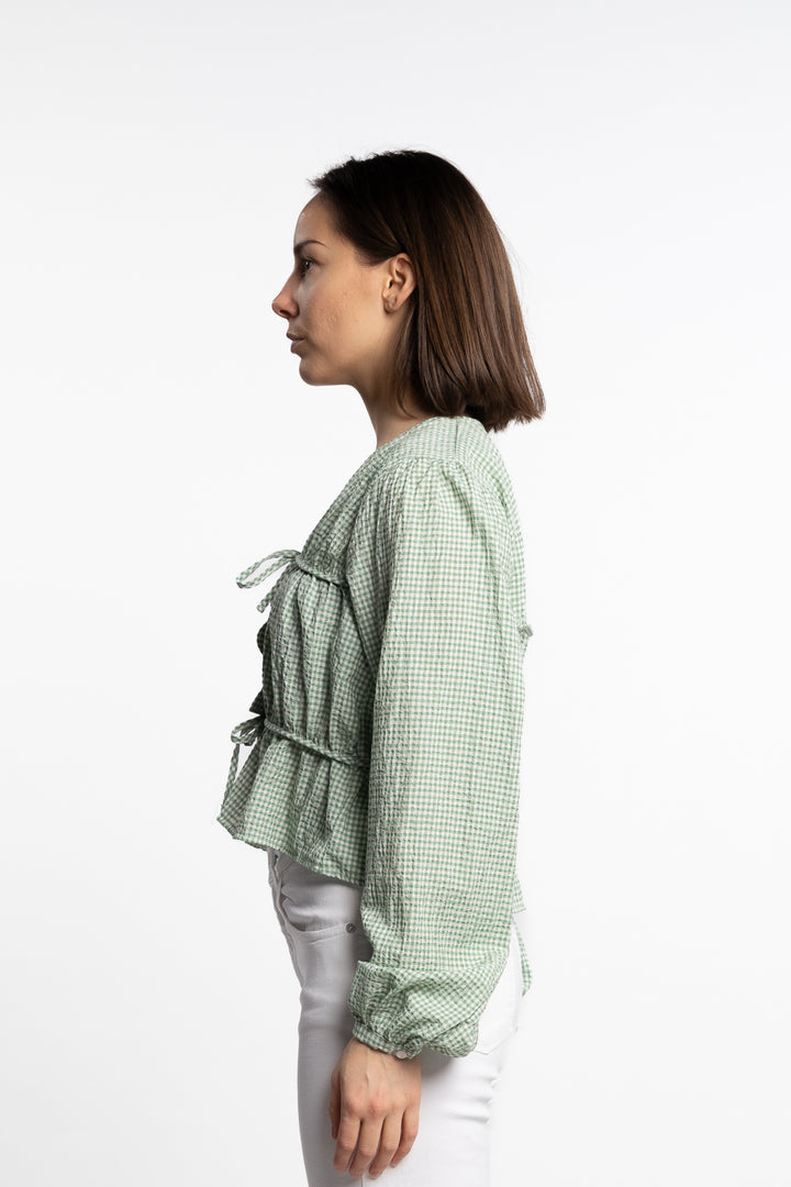 Indiana string blouse- Green/White