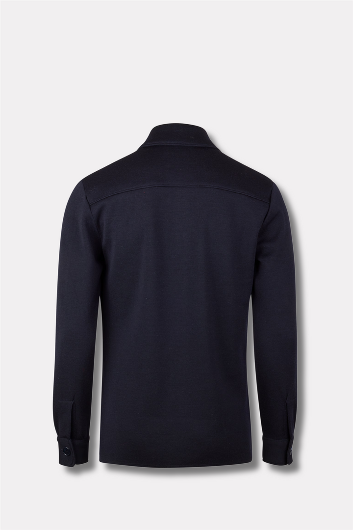 Knitted Merino Wool Overshirt Navy