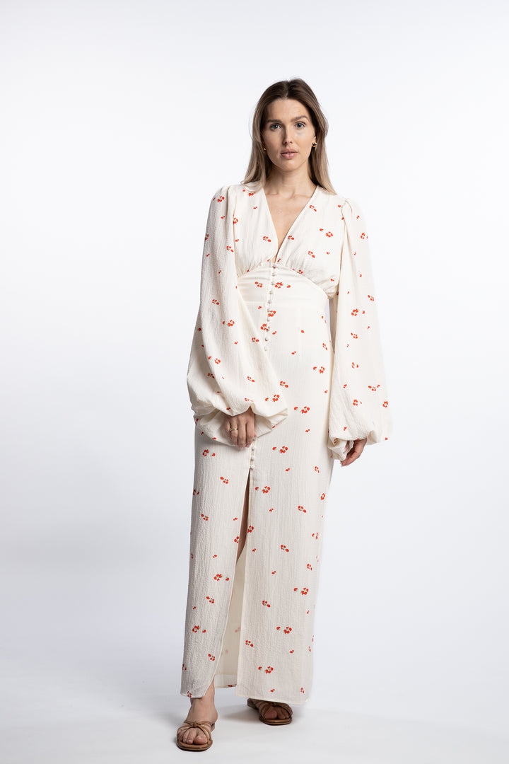 Positano dress- White/Red