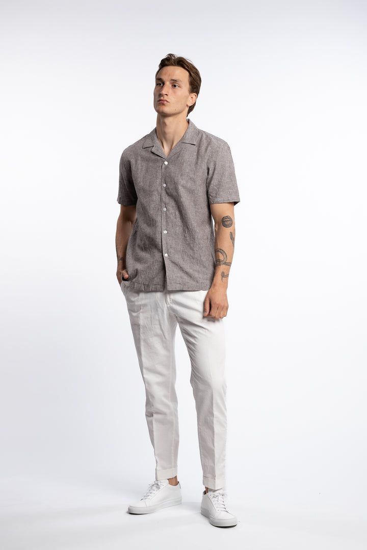 Casual Linen Blend Resort S/S Dk Stone