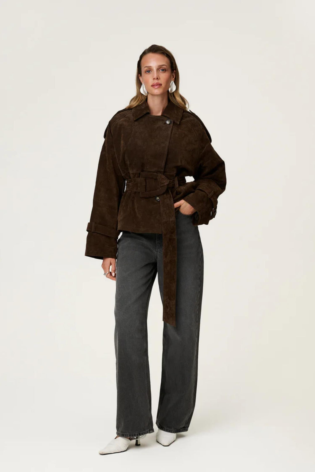 York Cropped Trench- Dark brown