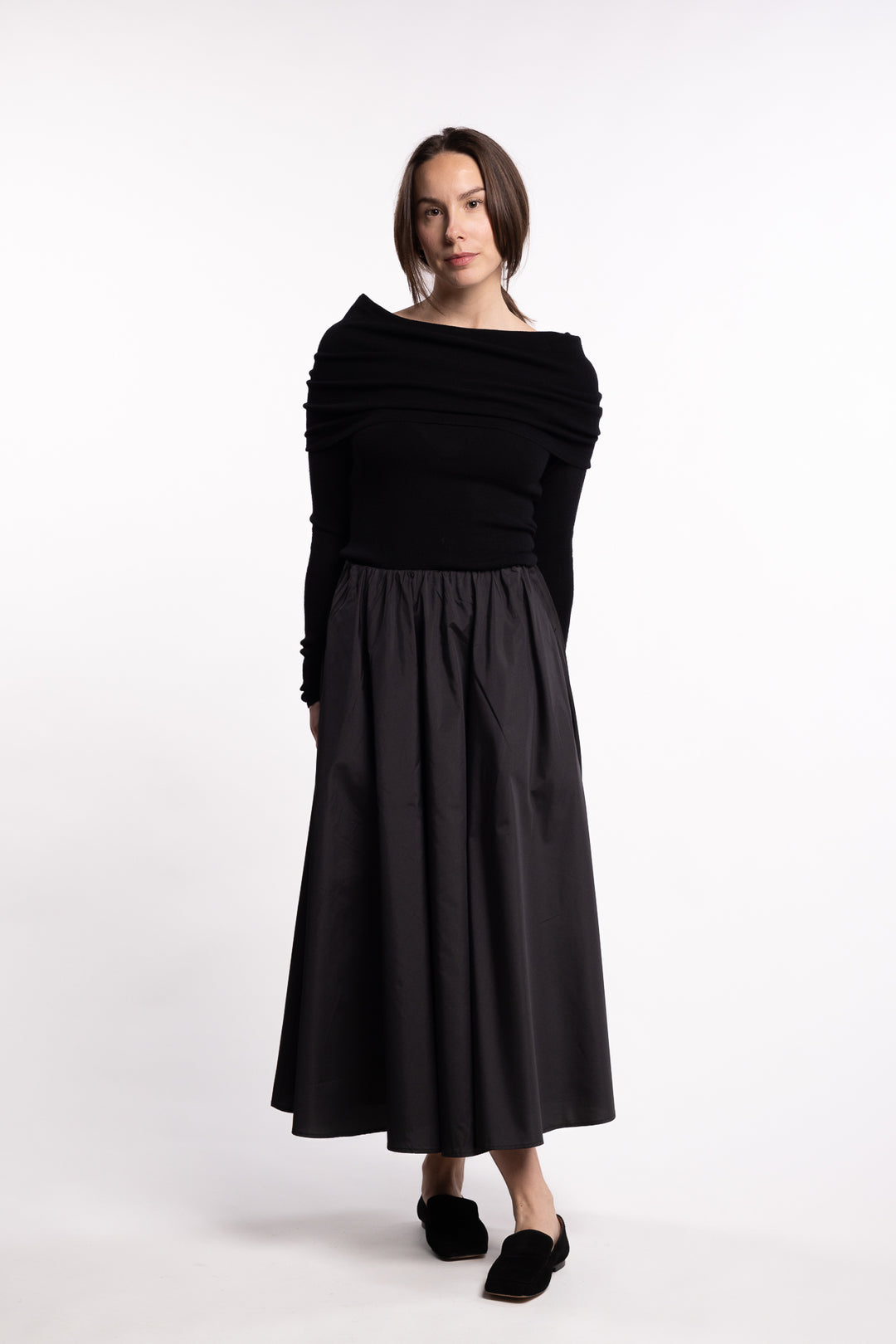 Off Shoulder Knit Top - Jet Black