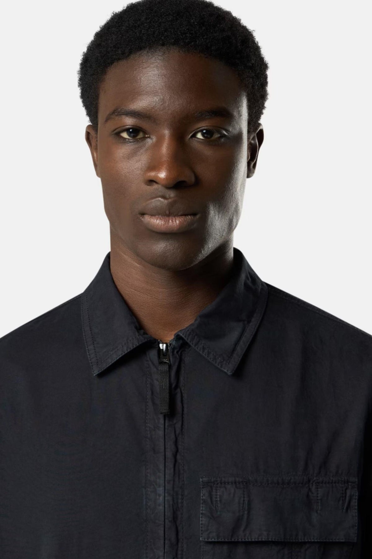 1200008 Regular-fit zip-up Overshirt With Pocket Navy 'Old' Effect