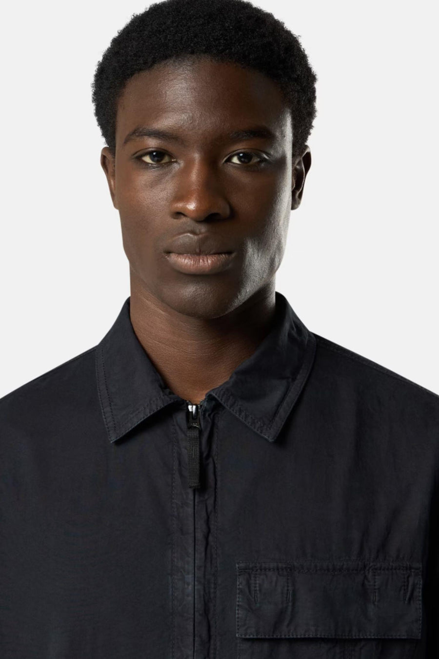 1200008 Regular-fit zip-up Overshirt With Pocket Navy 'Old' Effect