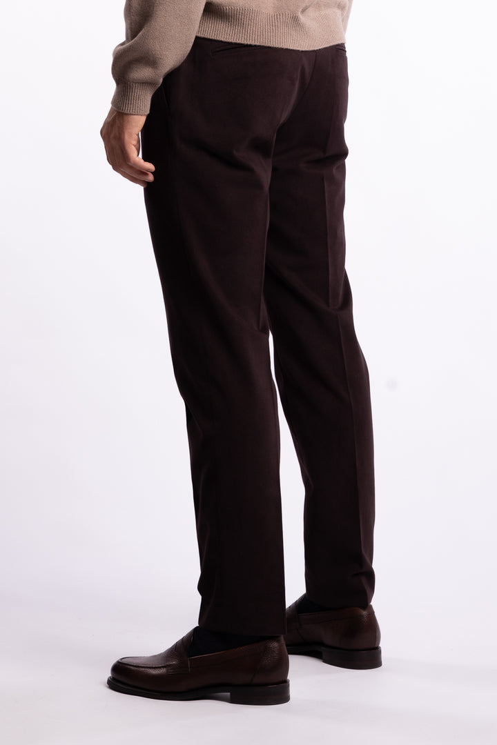 Parma Brushed Cotton Trousers Dark Brown
