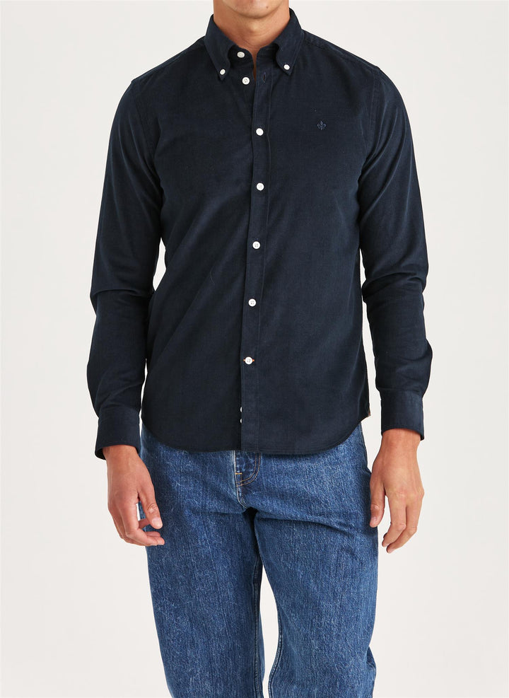 Douglas Slim Fit Cord Shirt Blue