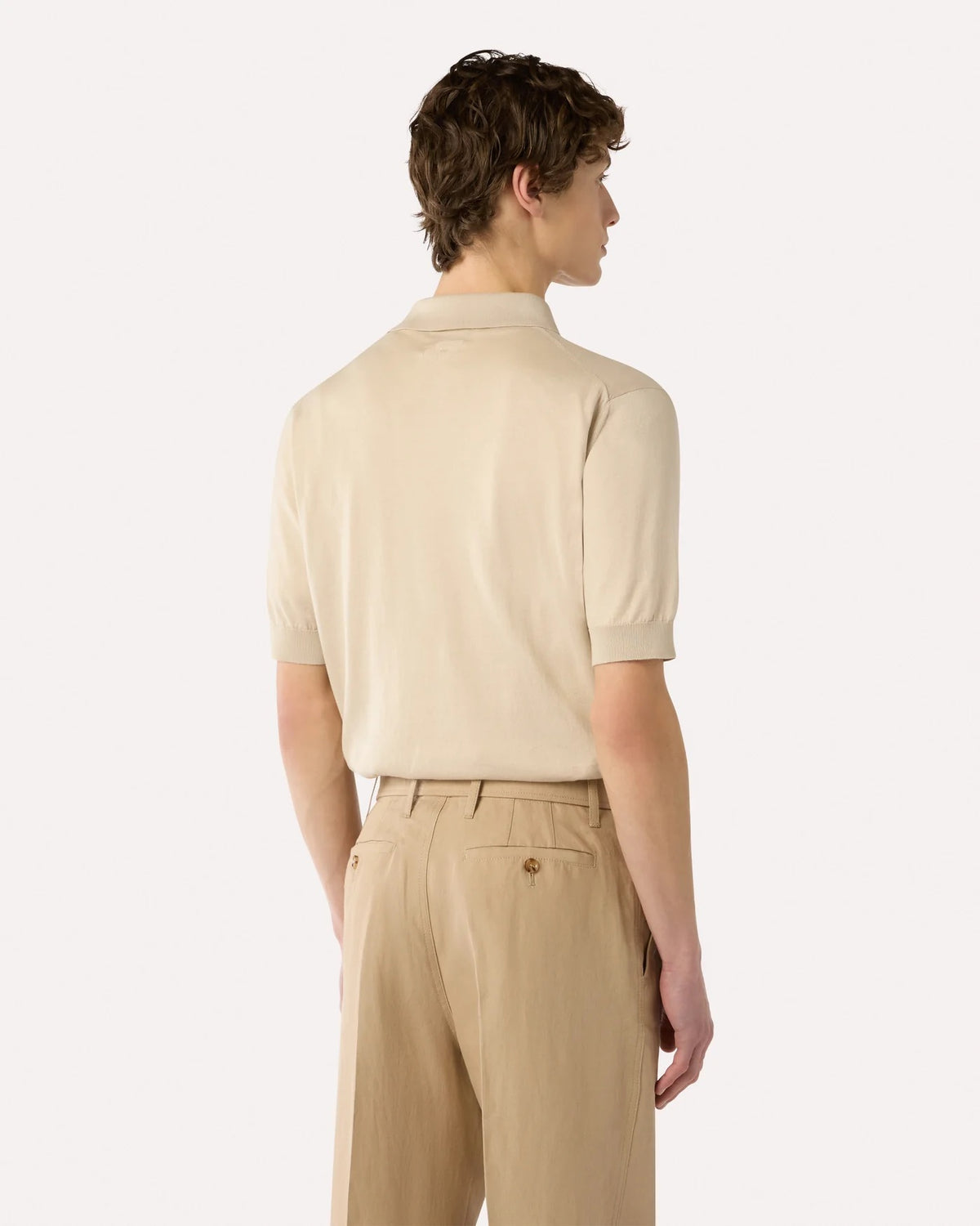 Knitted Cotton Polo Shirt Cream