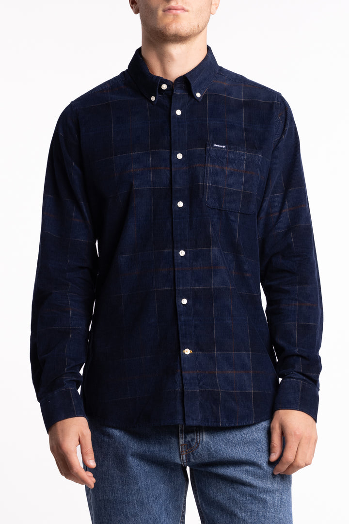Blair Tailored Long-Sleeved Cord Shirt Midnight Tartan