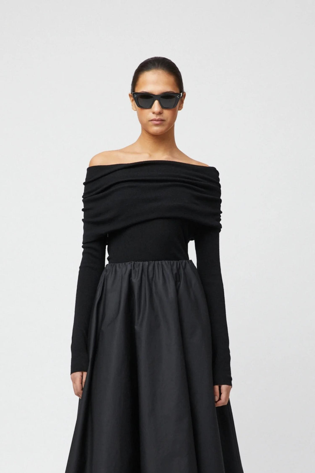 Off Shoulder Knit Top - Jet Black