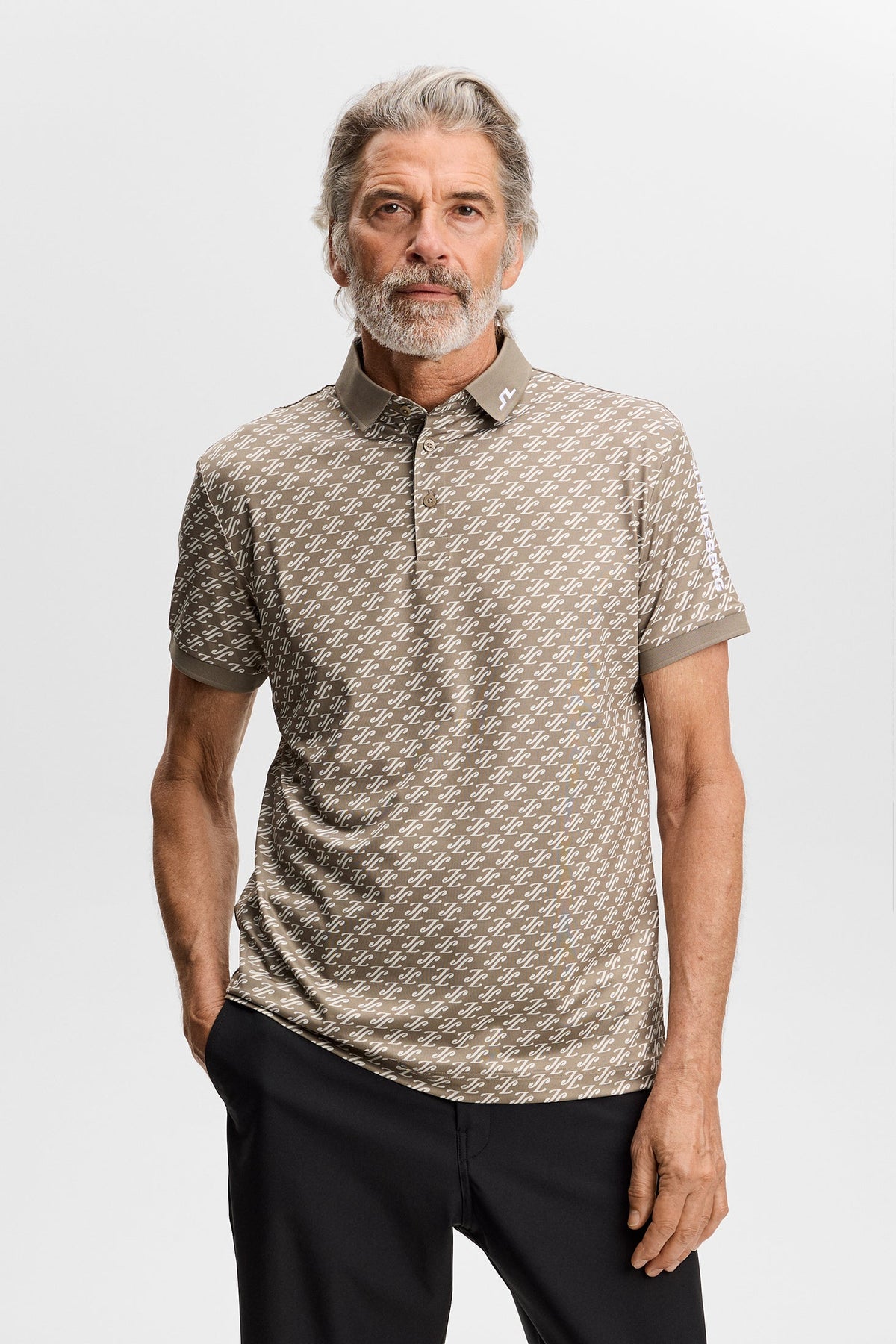 Tour Tech Print Polo Cardi Jacquard S Brindle