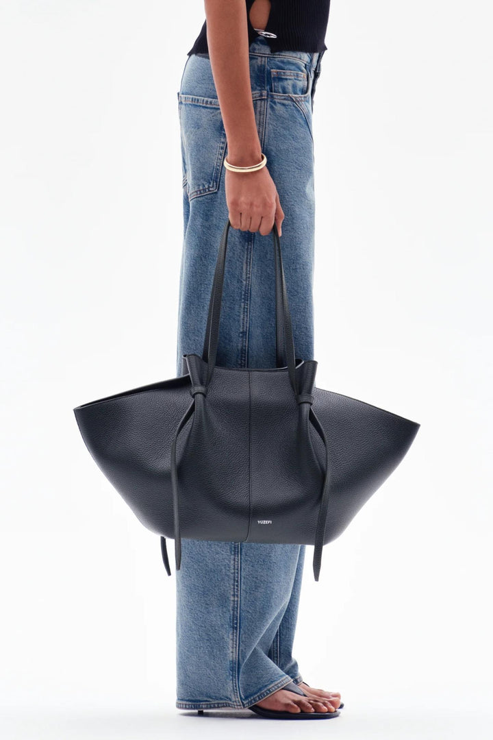 Large Mochi- Black Pebble Grained Leather