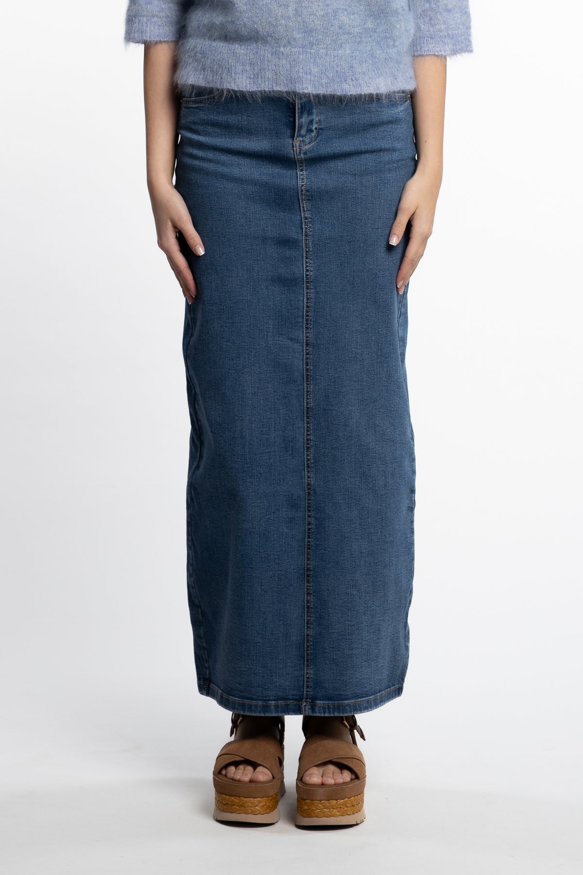 Kris Blue Denim Skirt- Washed Denim