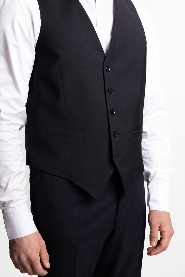 Carlo Slim Fit Wool Waistcoat Dark Navy