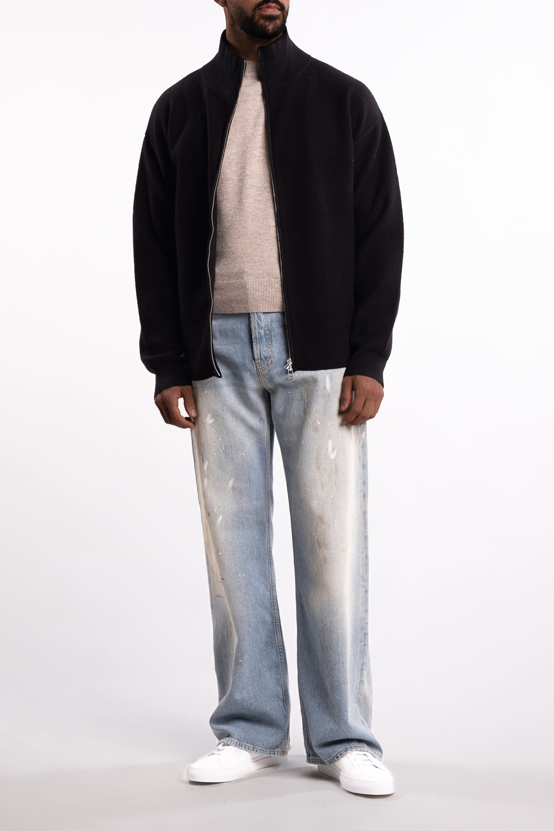 Buzz Boiled Merino Zip-Sweater Black