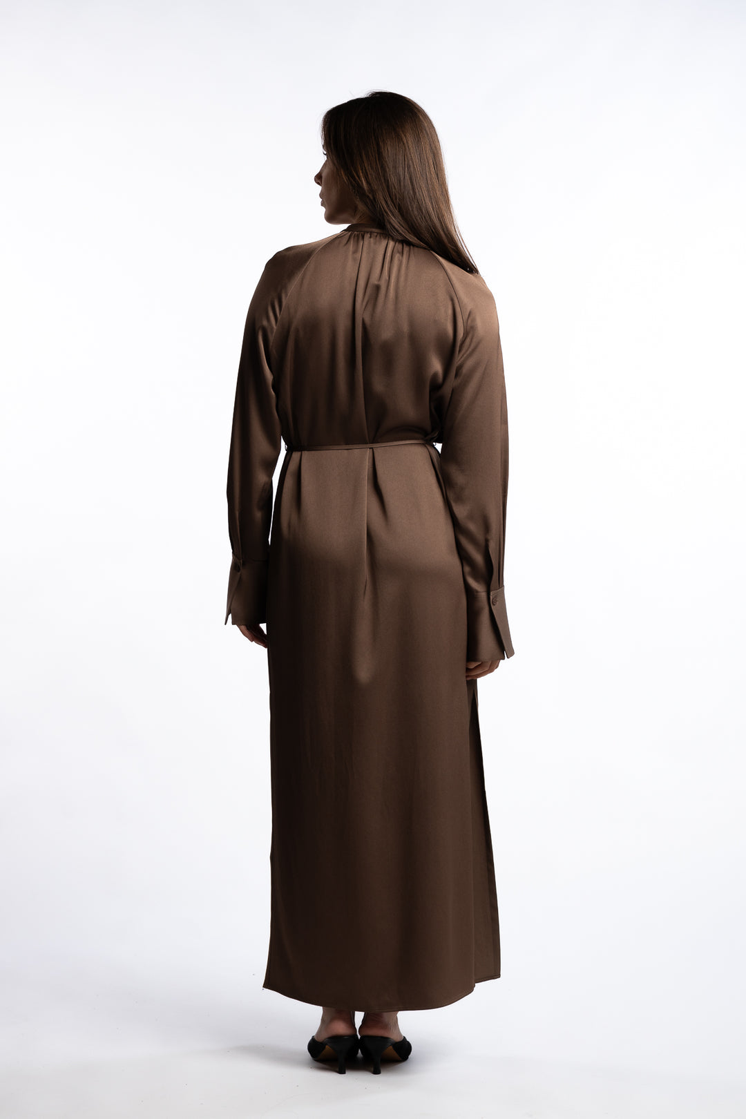 Gathered Raglan Dress- Oak Brown