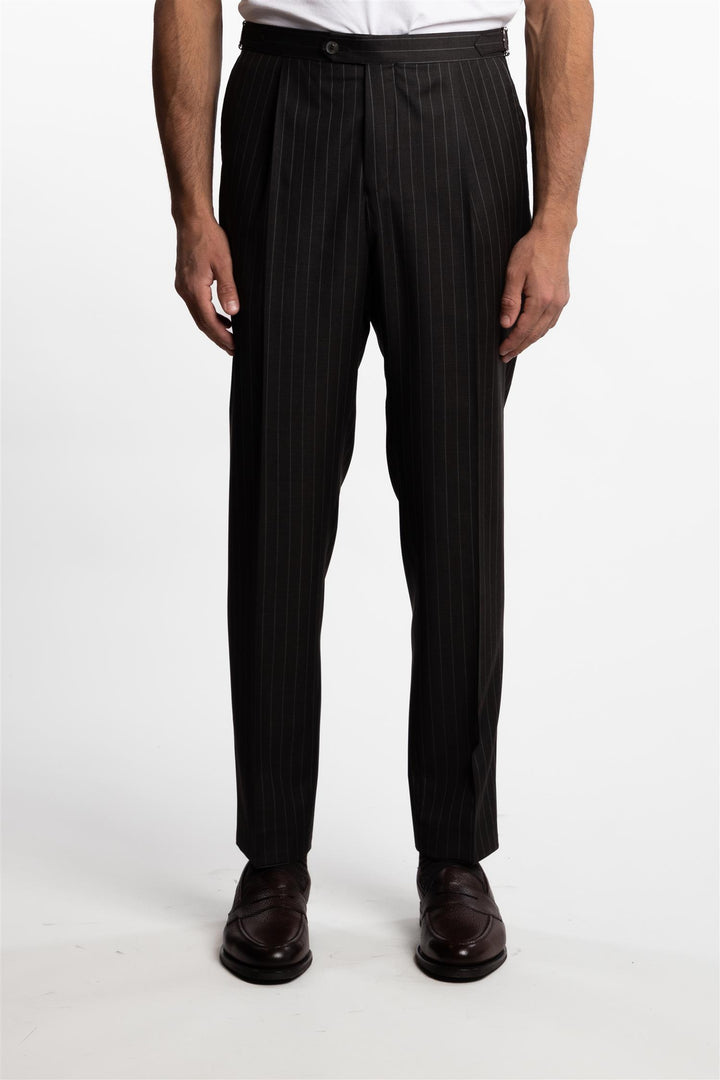 Prato Pleated Wool Trousers Dark Brown