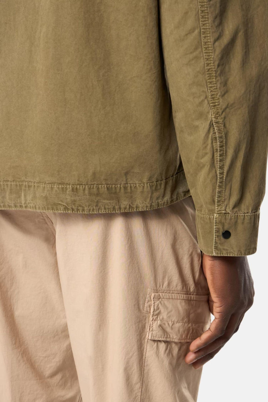 1200008 Regular-fit zip-up Overshirt With Pocket Military Green 'Old' Effect