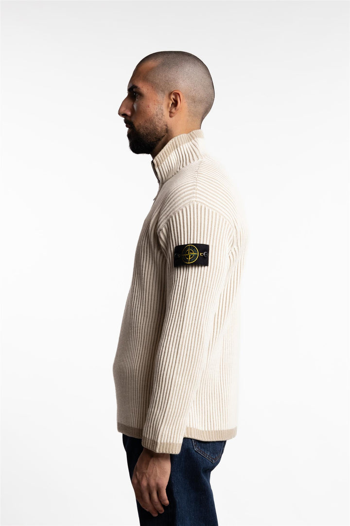 Vanisé Full RWS Wool Half Zip Sweater Natural White