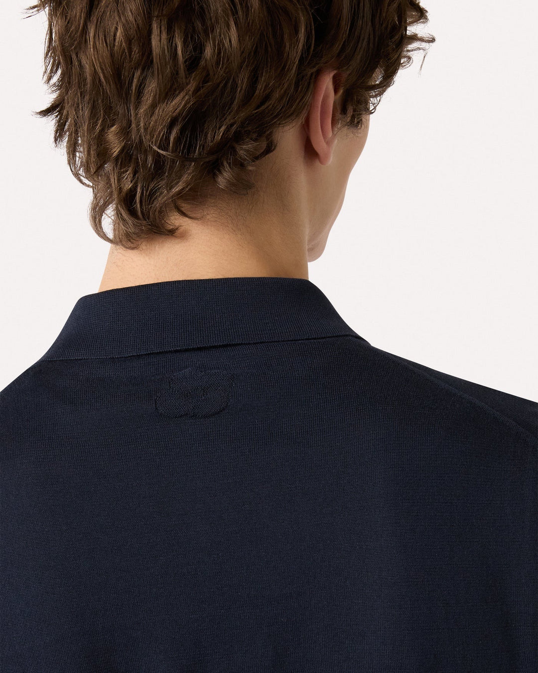 Knitted Cotton Polo Shirt Blue