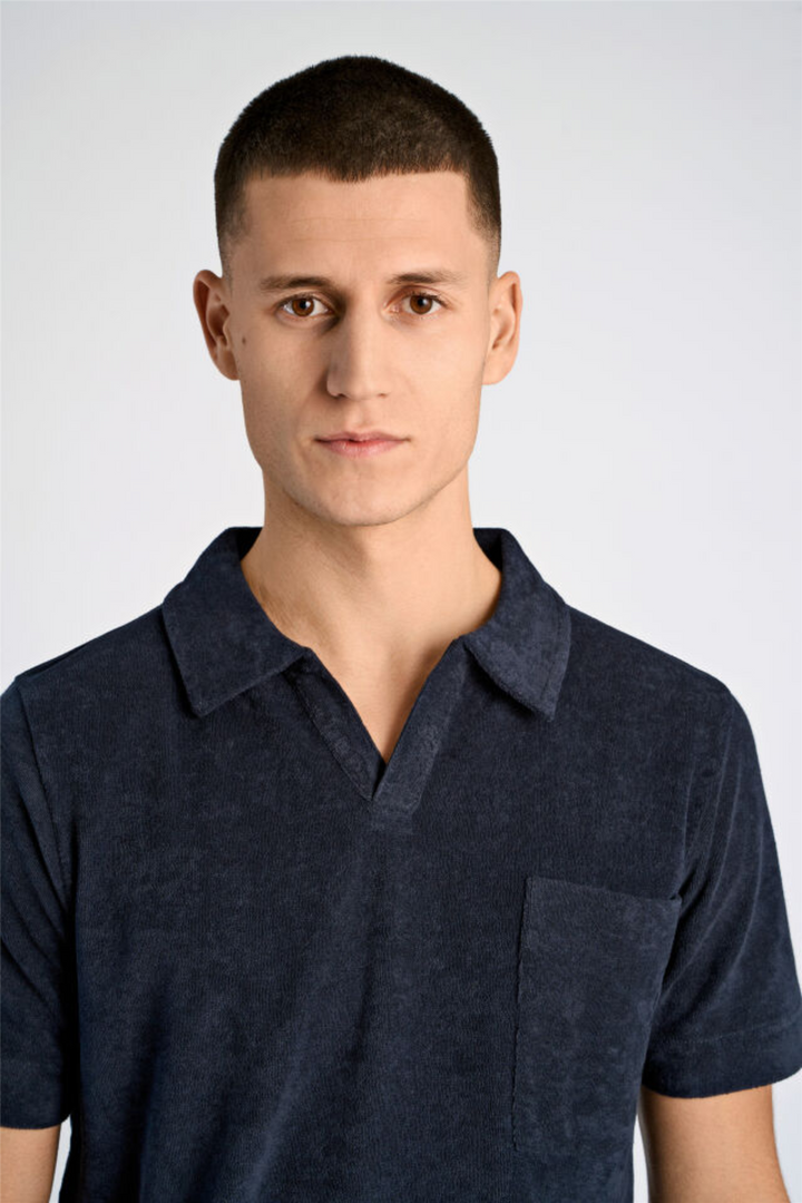 Towel V-Neck Polo S/S Navy