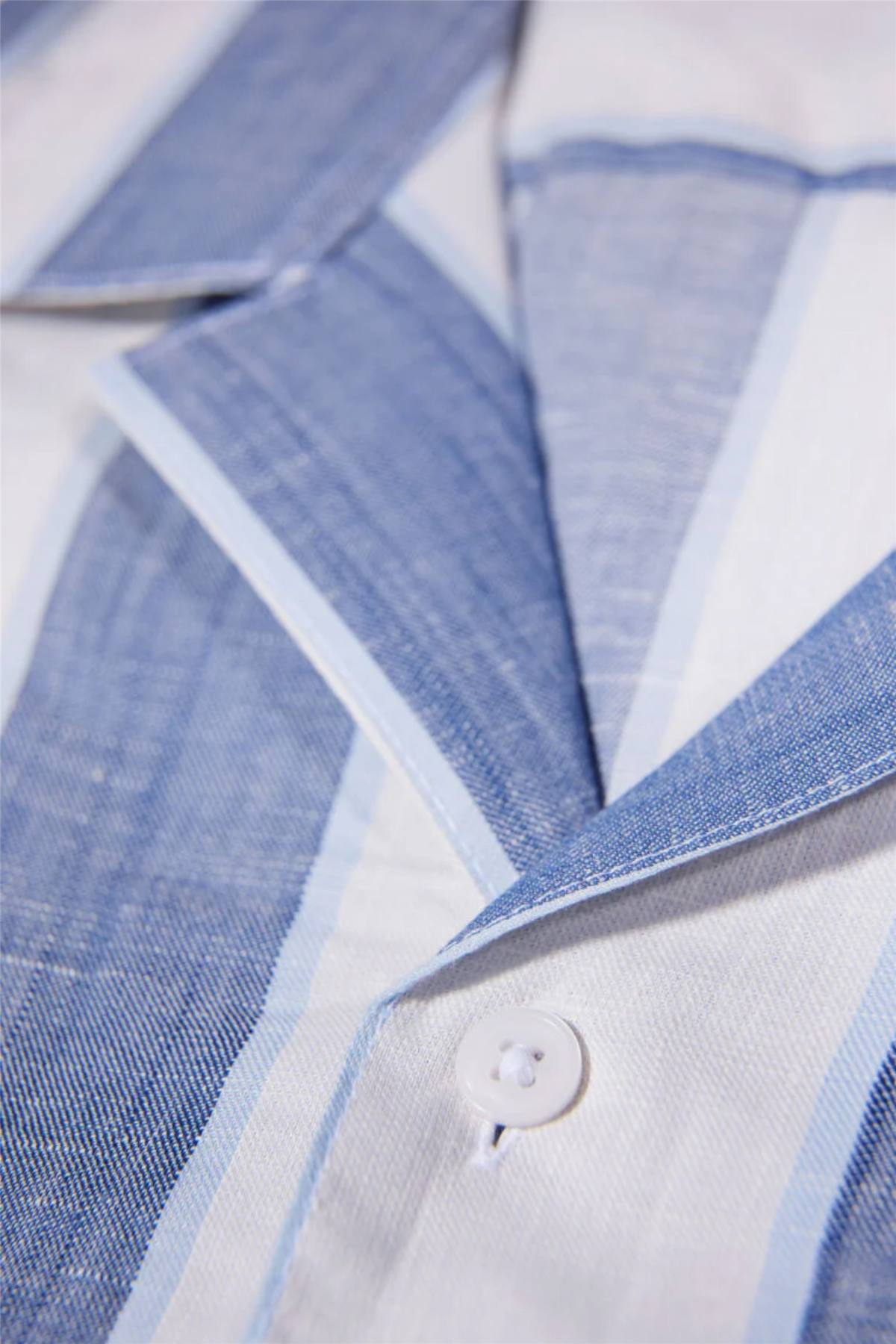 Striped Linen/Cotton Shirt S/S Dk Blue