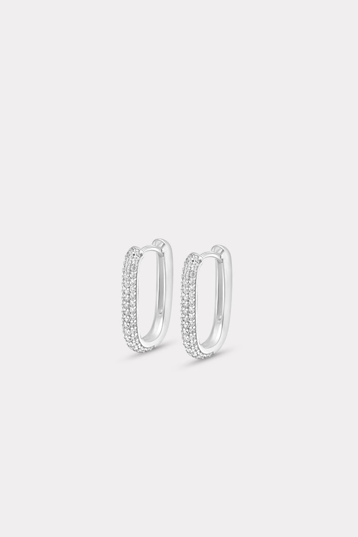 Petite Diamond Edge Hoops Silver